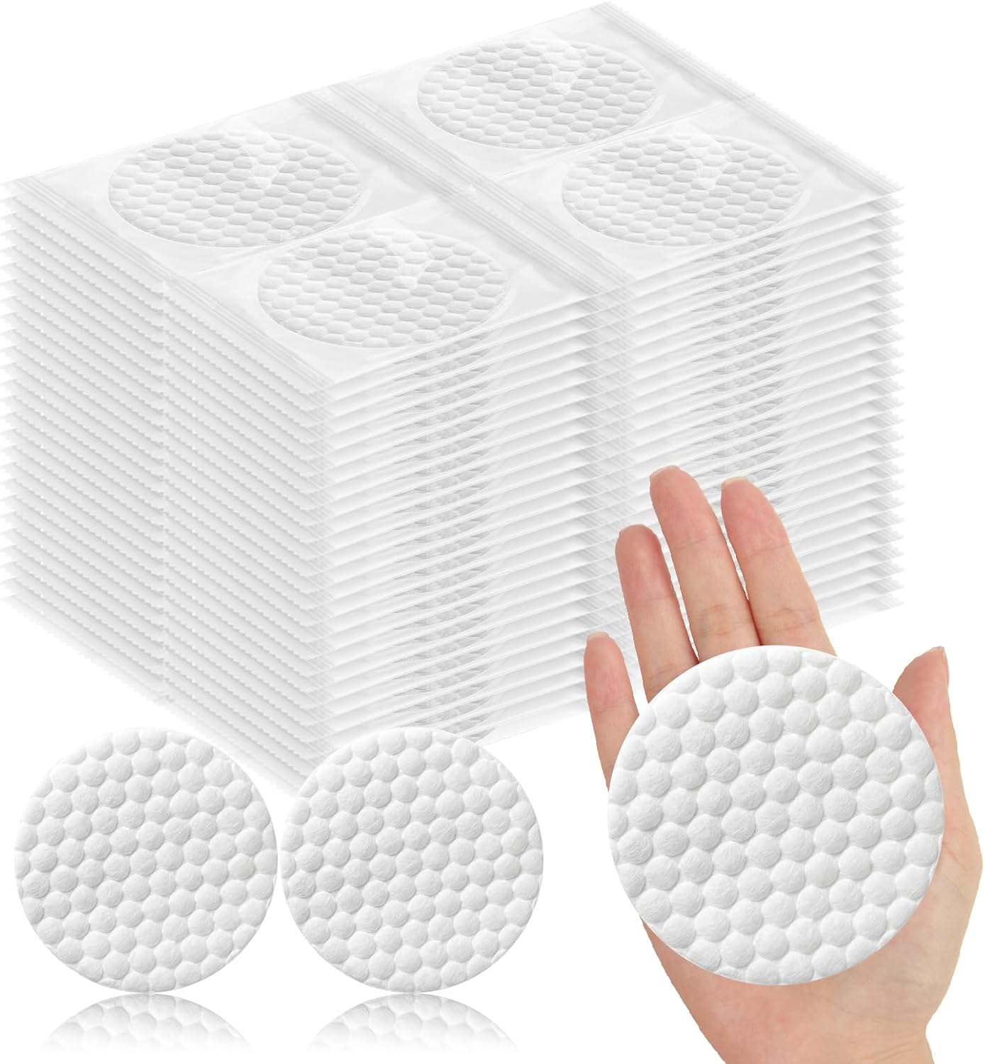 Individually Wrapped Extra Large 3.14'' Cotton Rounds for Face Cotton Makeup Remover Pads Disposable Bulk Multi-Layer Dry for Most Skin Types Personal Care Kit Hotel Amenities (200)