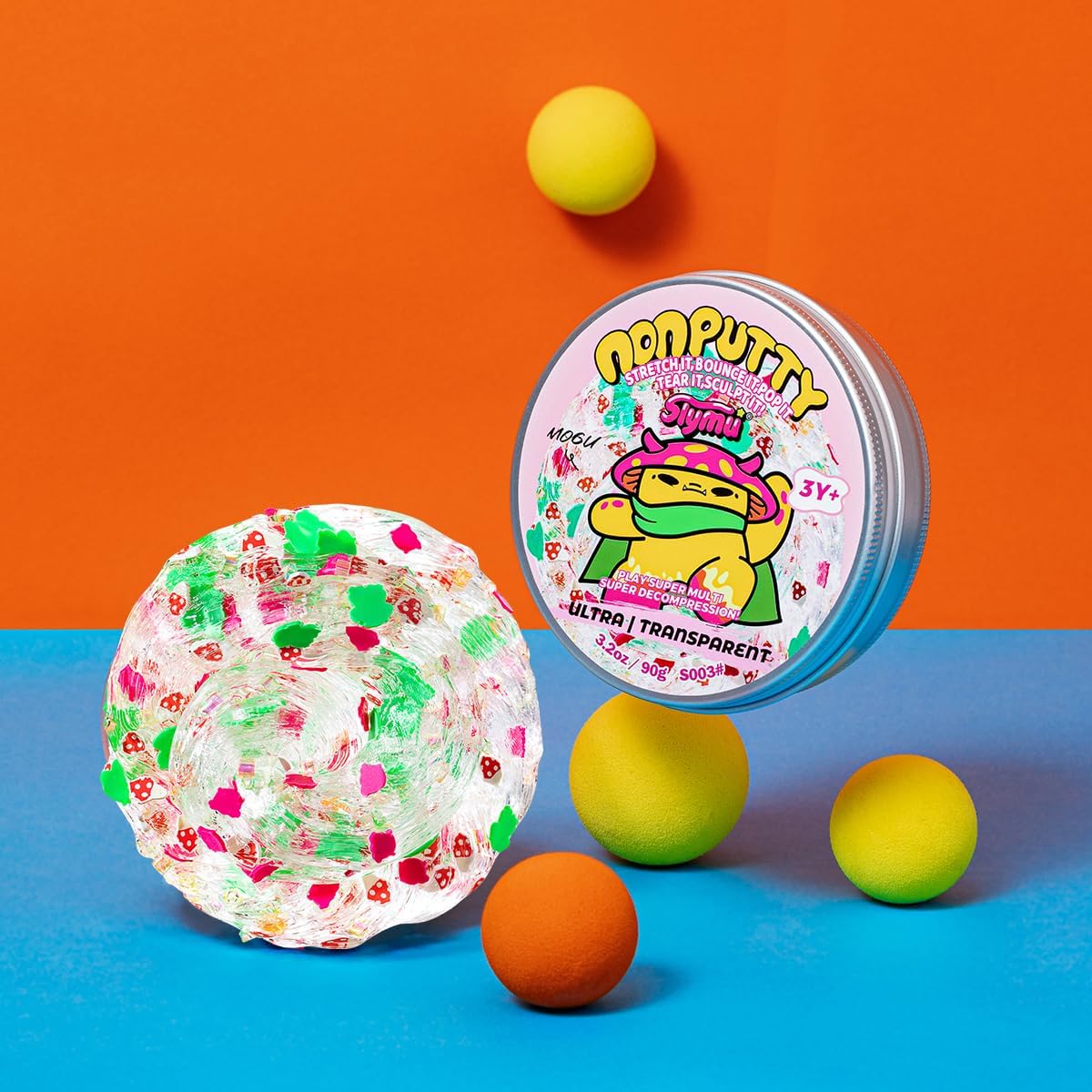 Ultra/Transparent Putty Slime - Clear, Sensory Fidget Toys, Stress Relief, Glitter, Non Sticky, Party Favors for Kids, Birthday Gifts for Girls and Boys