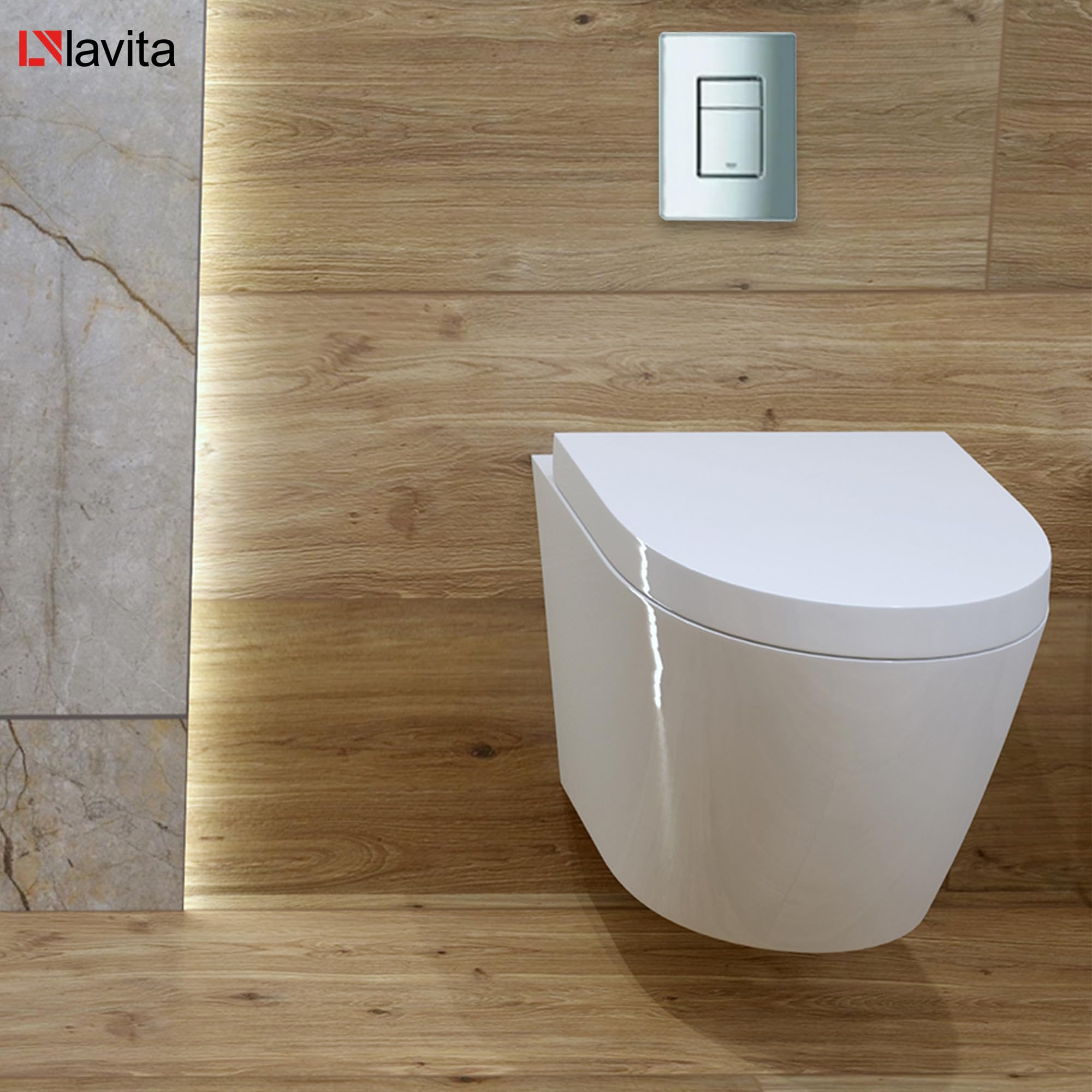 Grohe Rapid SL Élément mural de WC avec plaque de déclenchement + WC mural Lavita sans système de chasse d’eau + abattant WC avec système d'abaissement automatique Soft-Close