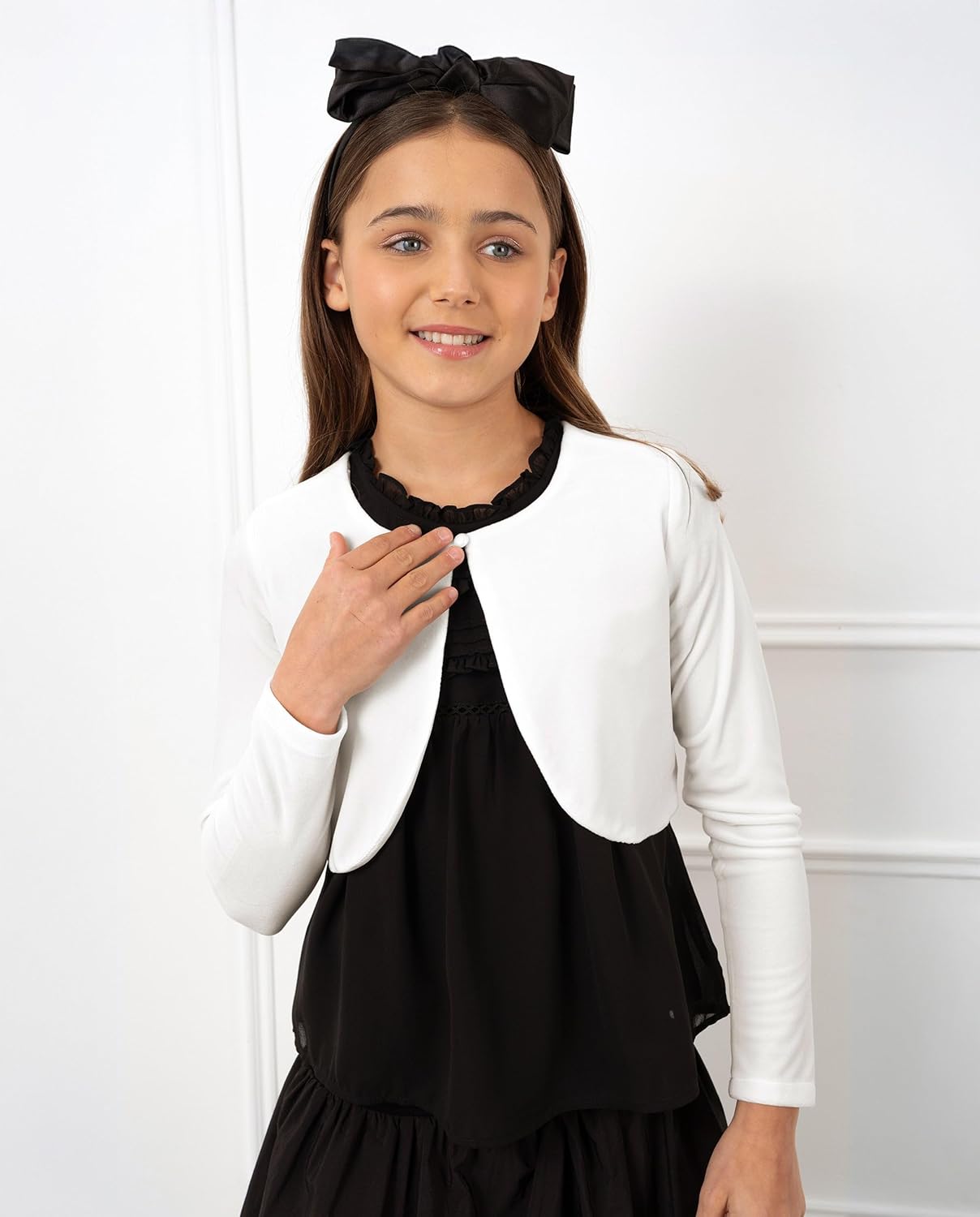 BOLEROSE Girls Long Sleeve Velvet Childrens Kids Sweater Bolero Shrug - Image 9