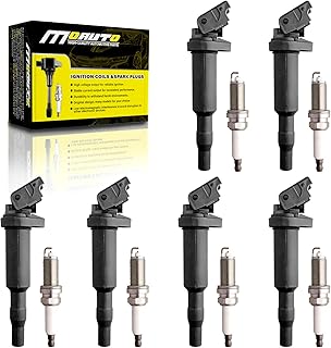 MOAUTO Set of 6 Ignition Coils Pack UF592 0221504470 & 6 PCS Iridium Spark Plugs Compatible with BMW 325Ci 328i 330Ci 335i 525i 528i 530i 535i 545i 745Li X3 X5 M5 M6 Z4 Mini Cooper