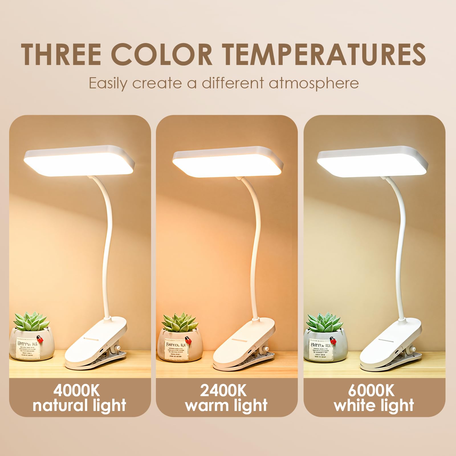 Halercay Lampe De Lecture LED 20 Lumières – Pince Flexible 360°, 3 Couleurs, Protection Yeux, Idéale Lit Et Voyage