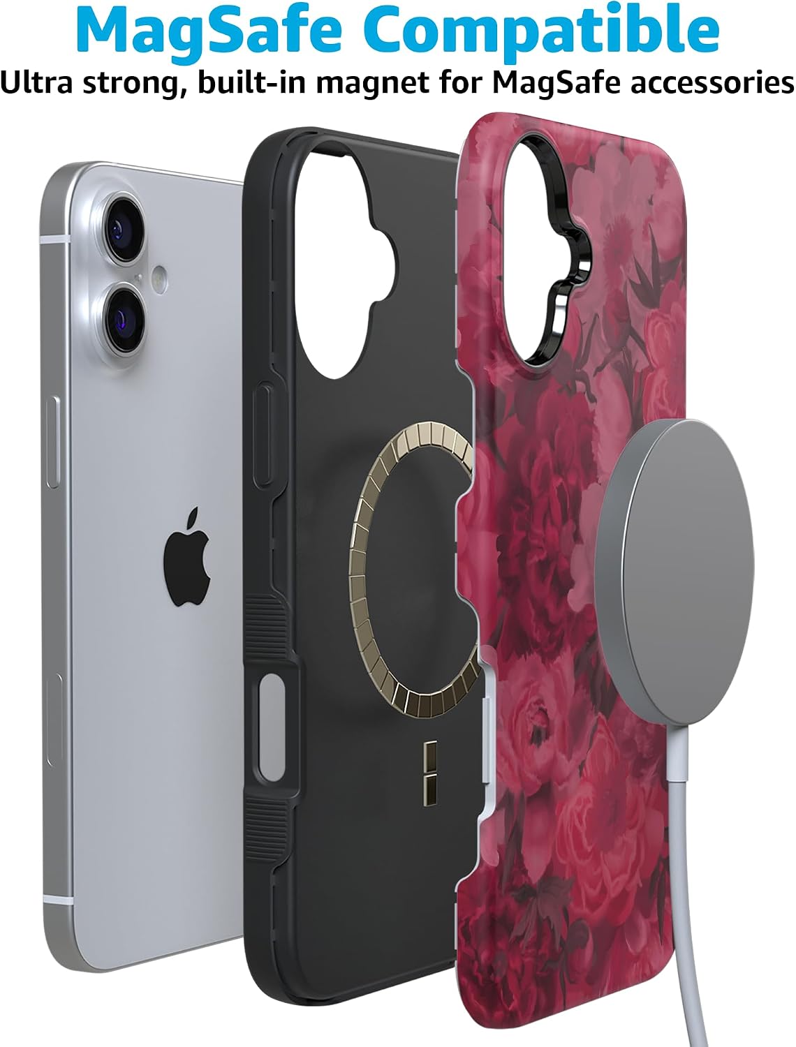Casely iPhone 16 Plus Case | Romance Novel | Moody Floral | Bold Protective Design | Compatible with MagSafe