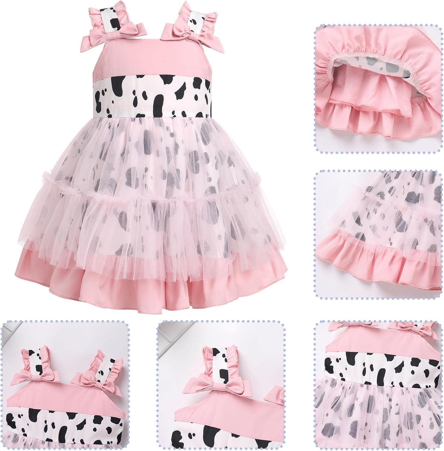 Baby Girls Tutu Dress Princess Sleveless Strawberry Birthday Party Easter Valentine's Day Ruffle Tulle Dress