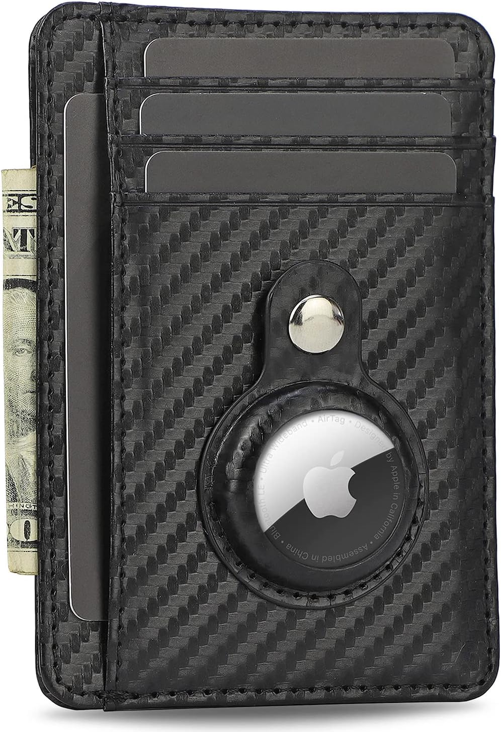 TAGSMATE Slim AirTag Smart Wallet, Apple AirTag Tracker Compatible Travel Wallet for Men, RFID