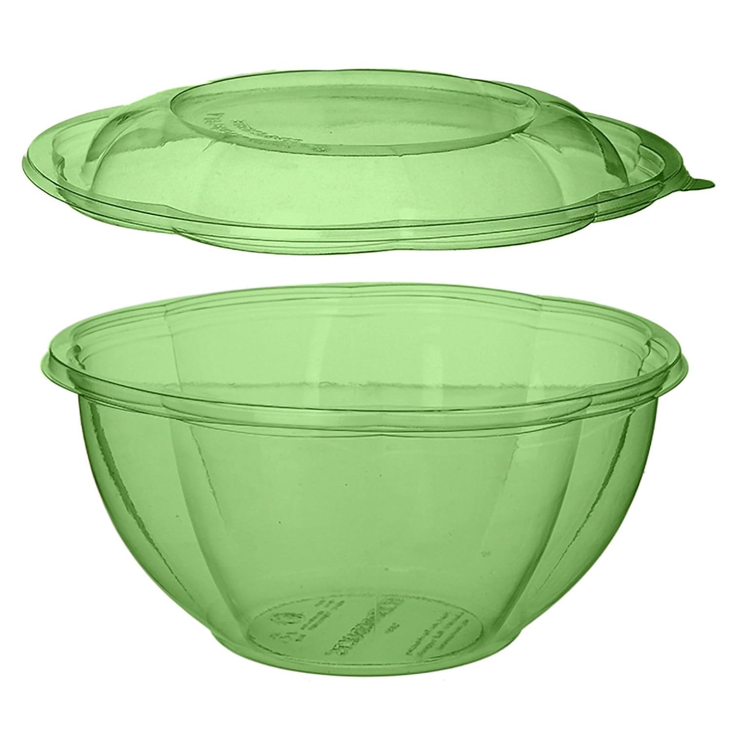 ECO PRODUCTS Compostable Clear Green PLA Plastic 32oz Salad Bowl With Lid, Case of 150, Veridian Grab 'n' Go Round Cold Takeout Food Containers, Renewable Plant-Based, Disposable