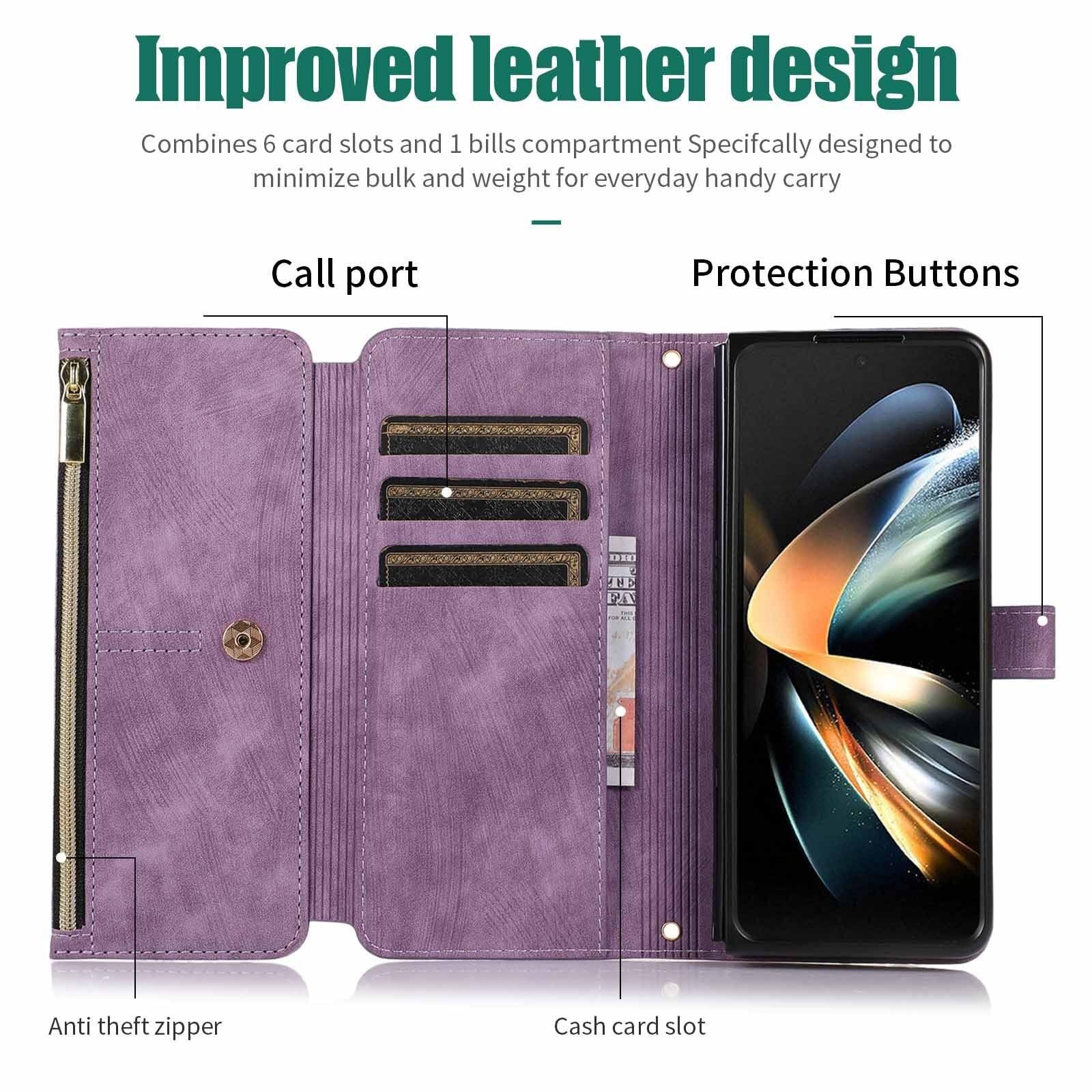 Generic Etui kompatybilne z Samsung Galaxy Z Fold 6 (kolor: zielony) portfel z klapką skórzane magnetyczne etui na tył telefonu