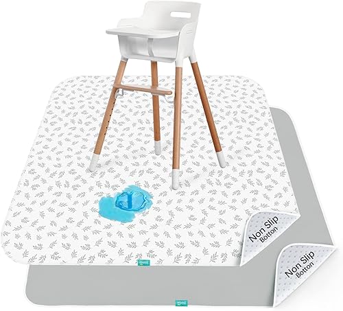 Miniatura 6 de Paquete de 2 alfombrillas para debajo de la silla alta, artes, manualidades y desorden alimentario, impermeable, para el tiempo de juego del bebé,