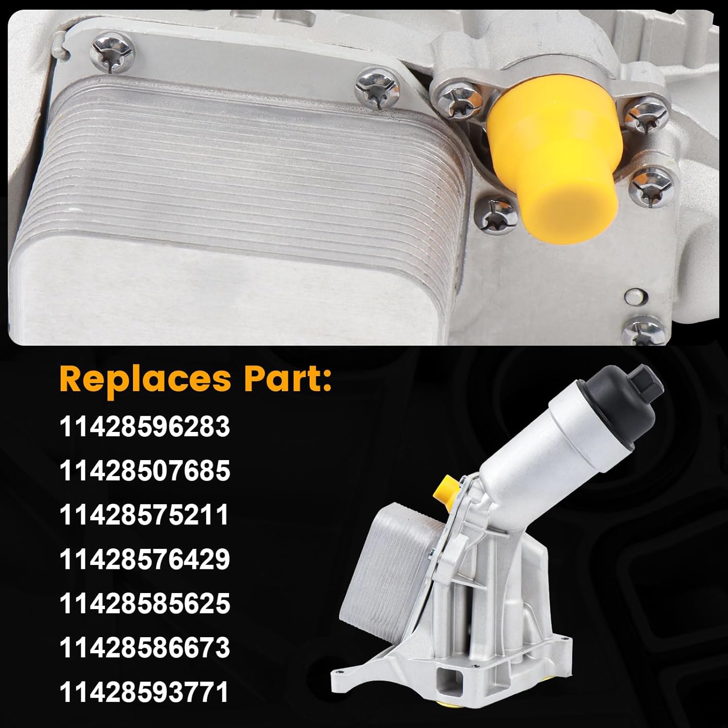 Oil Cooler Housing (Aluminum) 11428596283 with Gasket Bolts Replacement For 2016-2022 BMW 2 3 4 5 7 Series X3 X4 with B48/B46 2.0L Turbo Engine