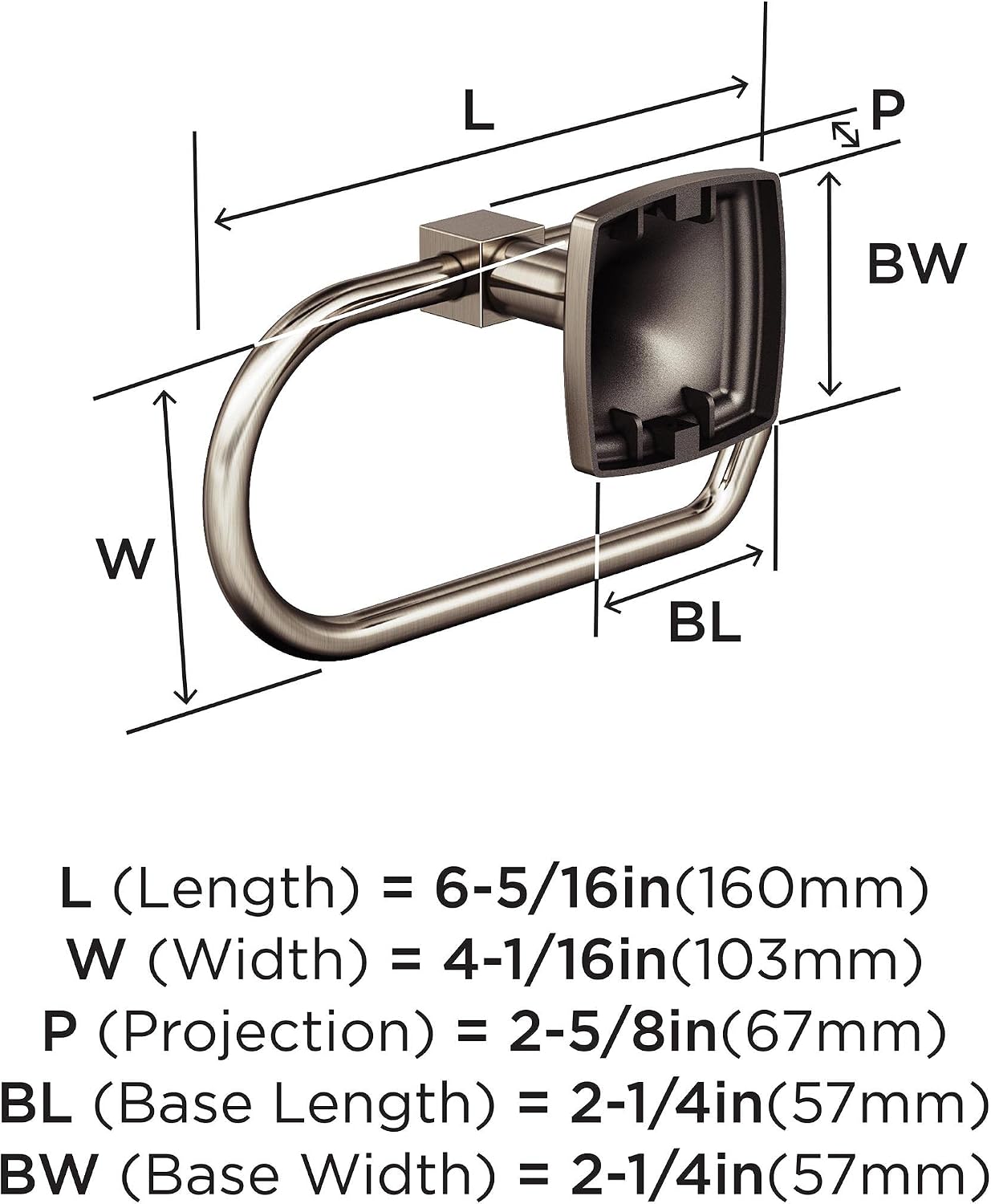 Amerock BH36091G10 | Brushed Nickel Single Post Toilet Paper Holder | 7-1/16 in. (179 mm) Length Toilet Tissue Holder | Stature | Bath Tissue Holder | Bathroom Hardware | Bath Accessories