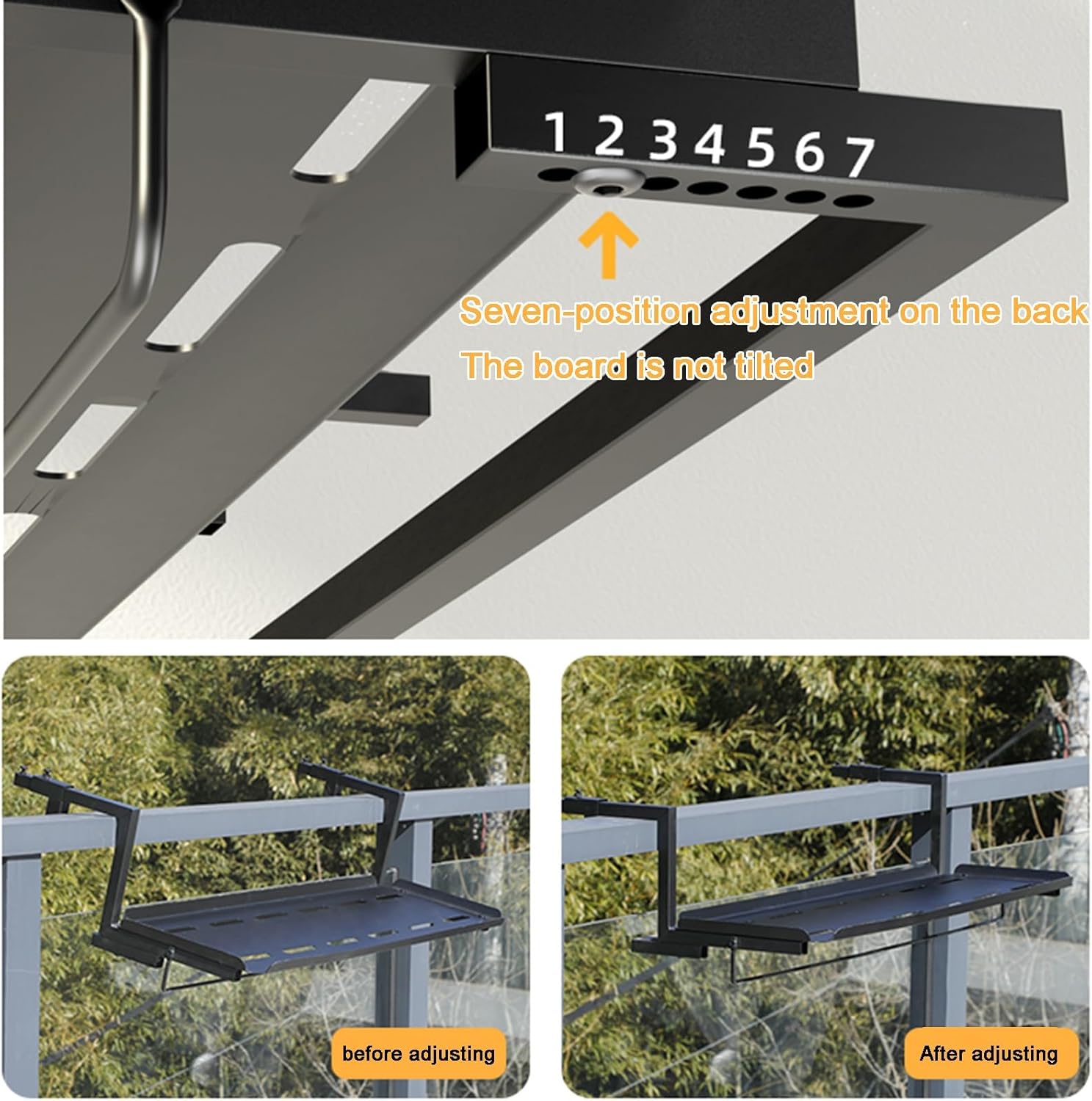 Adjustable Outdoor Wooden Bar Table for Balcony Railing - All-Weather Serving Table for Porch & Patio - Space-Saving Deck Accessory (L47.2 xW9.8)