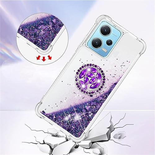 Miniatura 2 de CCSmall Funda brillante transparente brillante con purpurina para Xiaomi Redmi Note 12 5G (no 4G), cubierta de arena movediza líquida fluida con