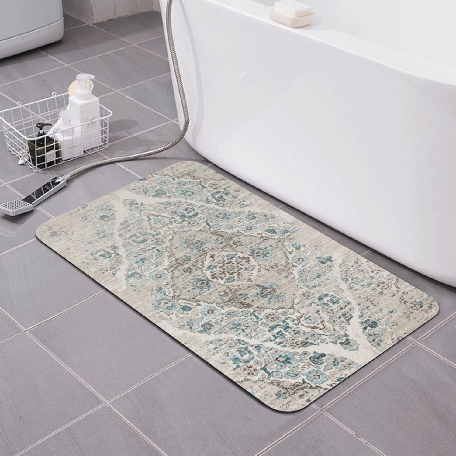 Bathroom Rugs-Classic Bohemian Pattern, Non Slip Quick Dry Machine Washable Comfortable Bath Mat for Bathroom Floor Tub and Shower