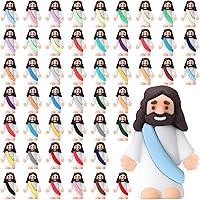 Vista 12 de Sumind 50 Piezas Figuras Pequeñas de Jesús de Navidad Mini Figuras de Jesús de Bolsillo a Granel Diseño Original para Navidad Escondite Regalos Azul