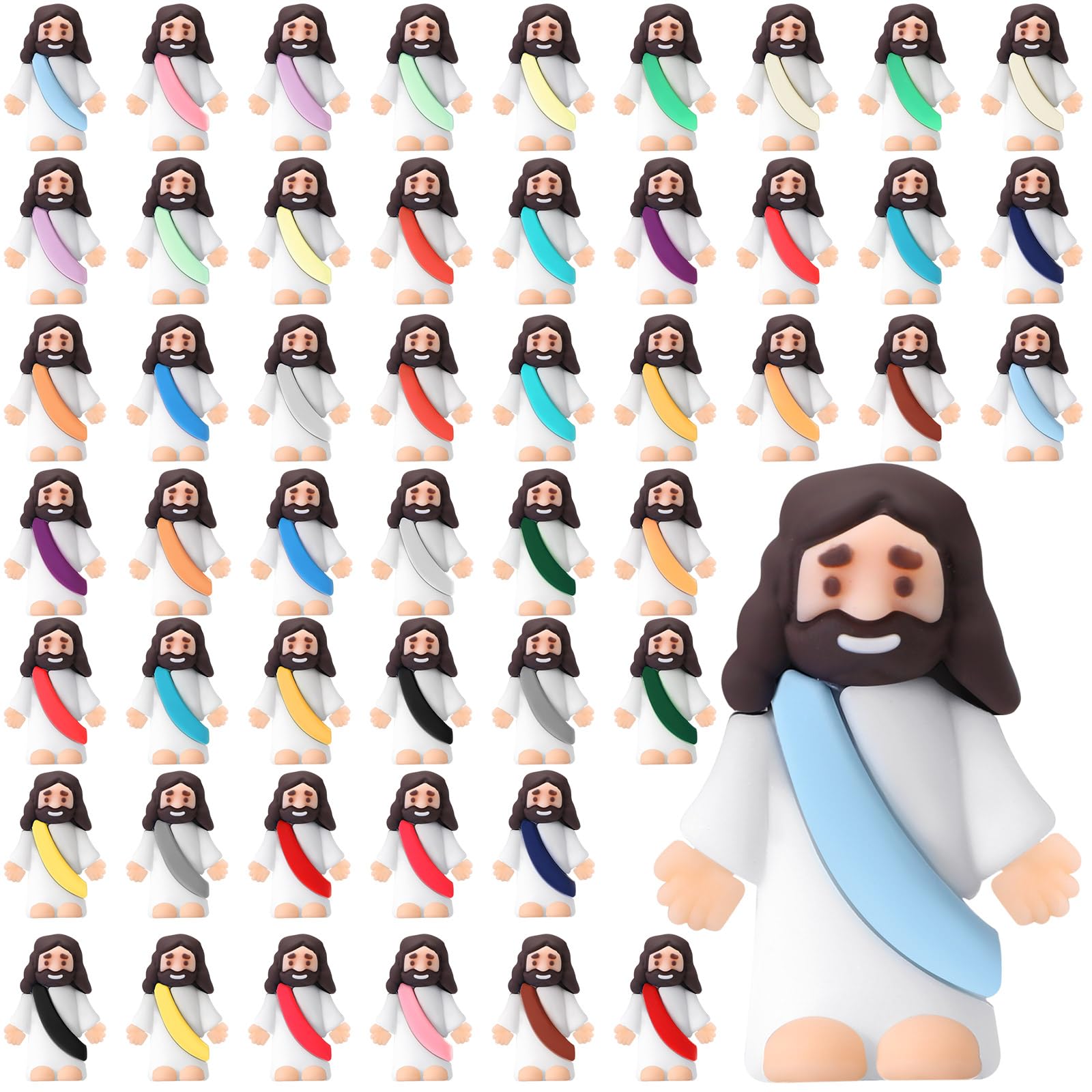 Sumind 50 Pcs Little Jesus Figures Christmas Mini Pocket Jesus Figurines Bulk Original Design for Xmas Hide and Seek Religious Party Favors Sunday