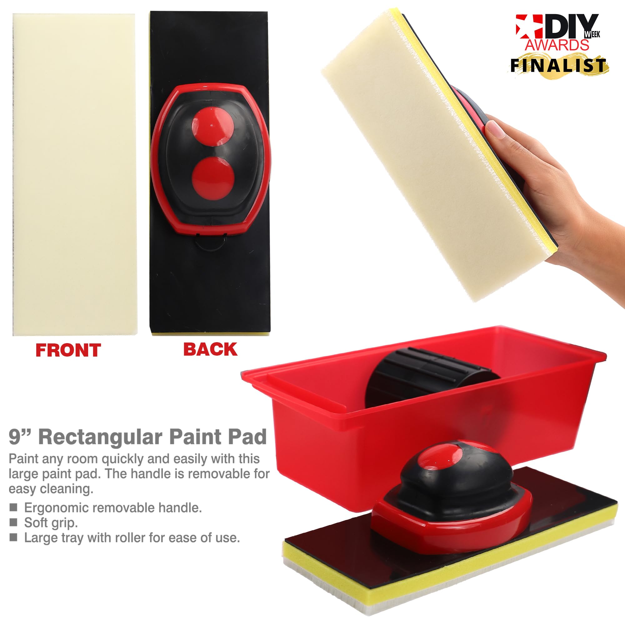 Dekton Kit de Pintura de 7 Piezas, Ideal para Pintar Cualquier habitación de Forma rápida, fácil, diseño ergonómico y Agarre cómodo. Incluye Bandeja Rectangular de 9 Pulgadas, Bandeja de Almohadilla