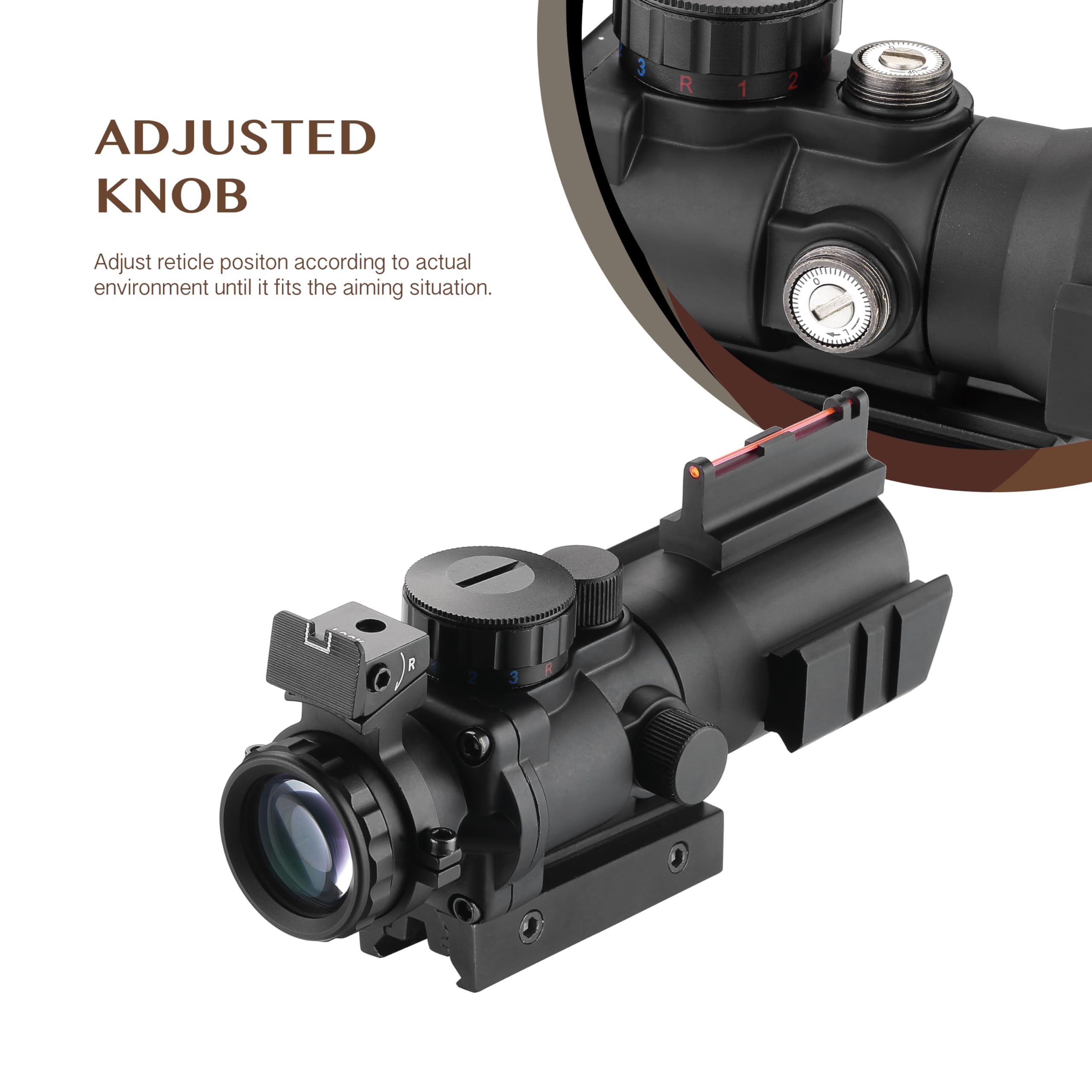 AOMEKIE Zielfernrohr 4x32mm mit Fiberoptic und 11mm/22mm Schiene Airsoft Red Dot Visier Sight Leuchtpunktvisier Rotpunktvisier für Jagd Softair und Armbrust