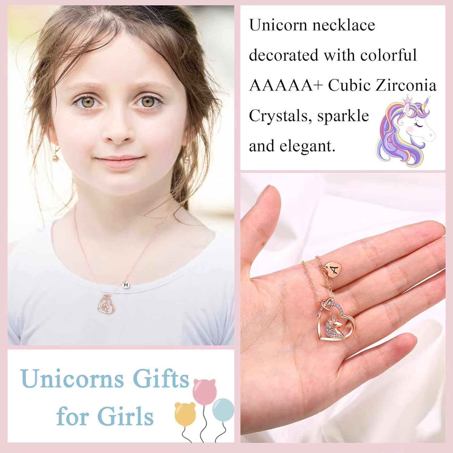 STORUP Valentines Gifts for Kids - Unicorn Gift for Girls, Heart Initial Necklace for Teen Girls Jewelry Initial Unicorn Necklace Valentines Gifts for Kids Daughter Granddaughter Niece - Image 3