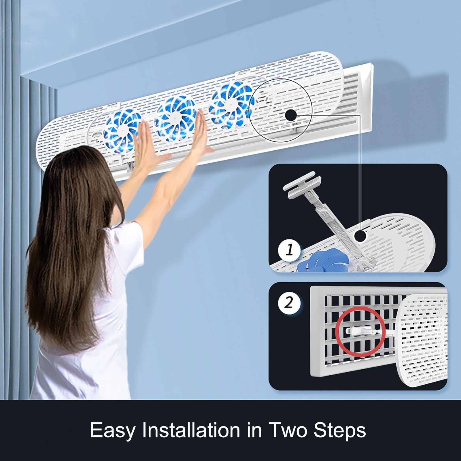Deflector Aire Acondicionado Retráctil, Deflector de Ventilación para Aire Acondicionado Central, Ángulo Ajustable Libremente, Apto para Uso Tanto en Invierno como en Verano