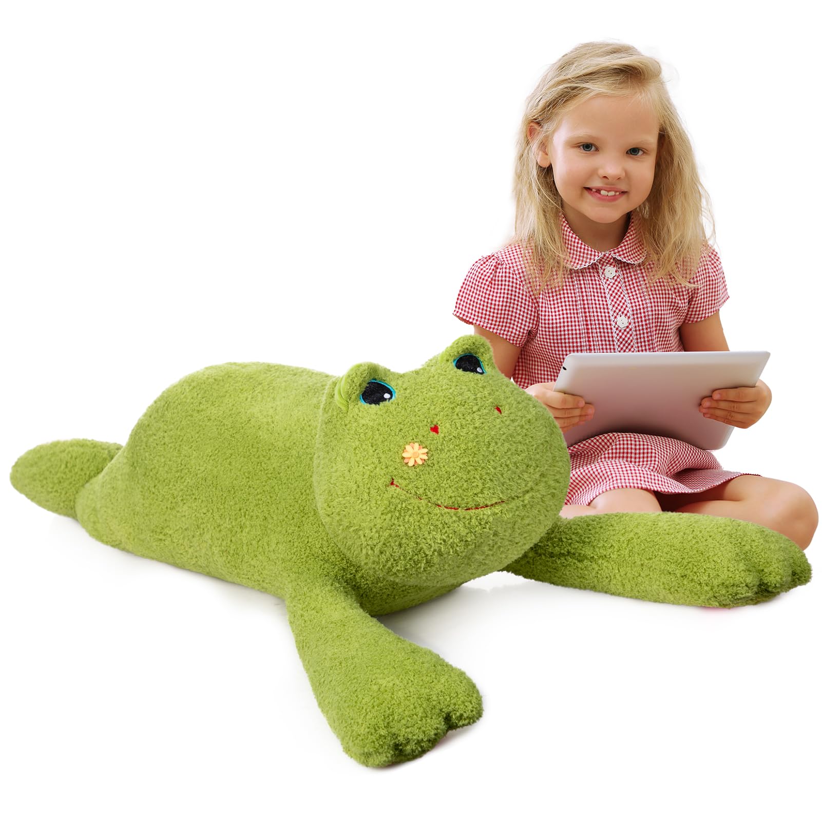 BEJOY Giant Frog Teddy Stuffed Animal Plush Toys, Big Fluffy Plushy Froggy, Cute Frog Plush Toy Gifts for Children Friends Family, Birthday Presents 95cm โ image 1