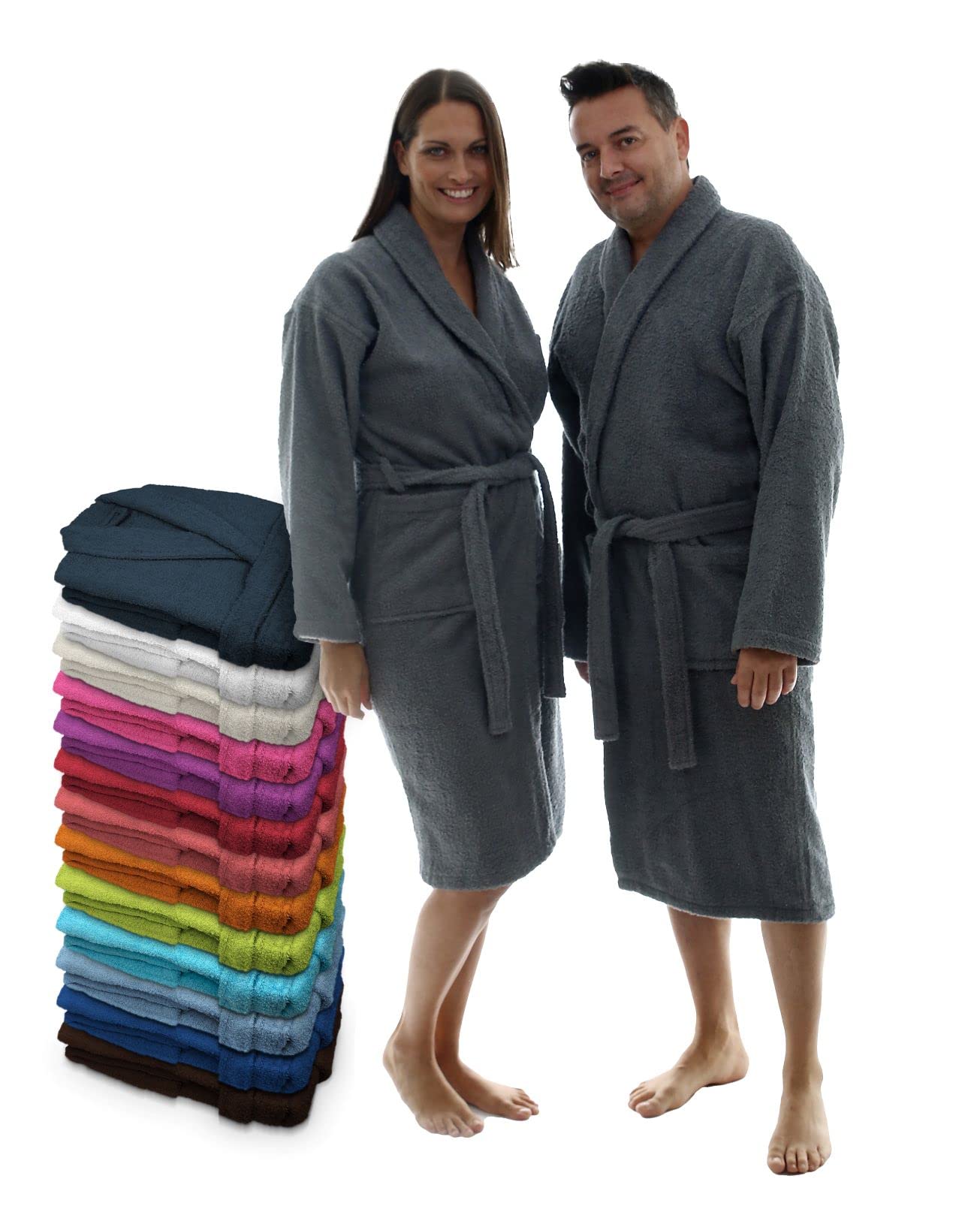 LEBENGOOD - Accappatoio unisex da donna e uomo, 100% cotone spugna americana 400 g, con cintura, tasche, perfetto per la doccia, come vestaglia morbida o come asciugamano