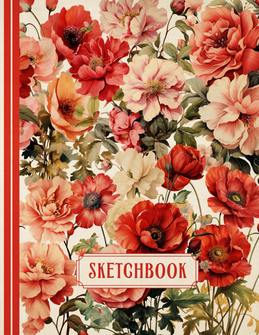 Flower Drawing Book: Large Blank Paper Sketchbook | Aesthetic Botanical Drawing Notebook | Vintage Style Sketching Journal for Art and Writing | 8.5"