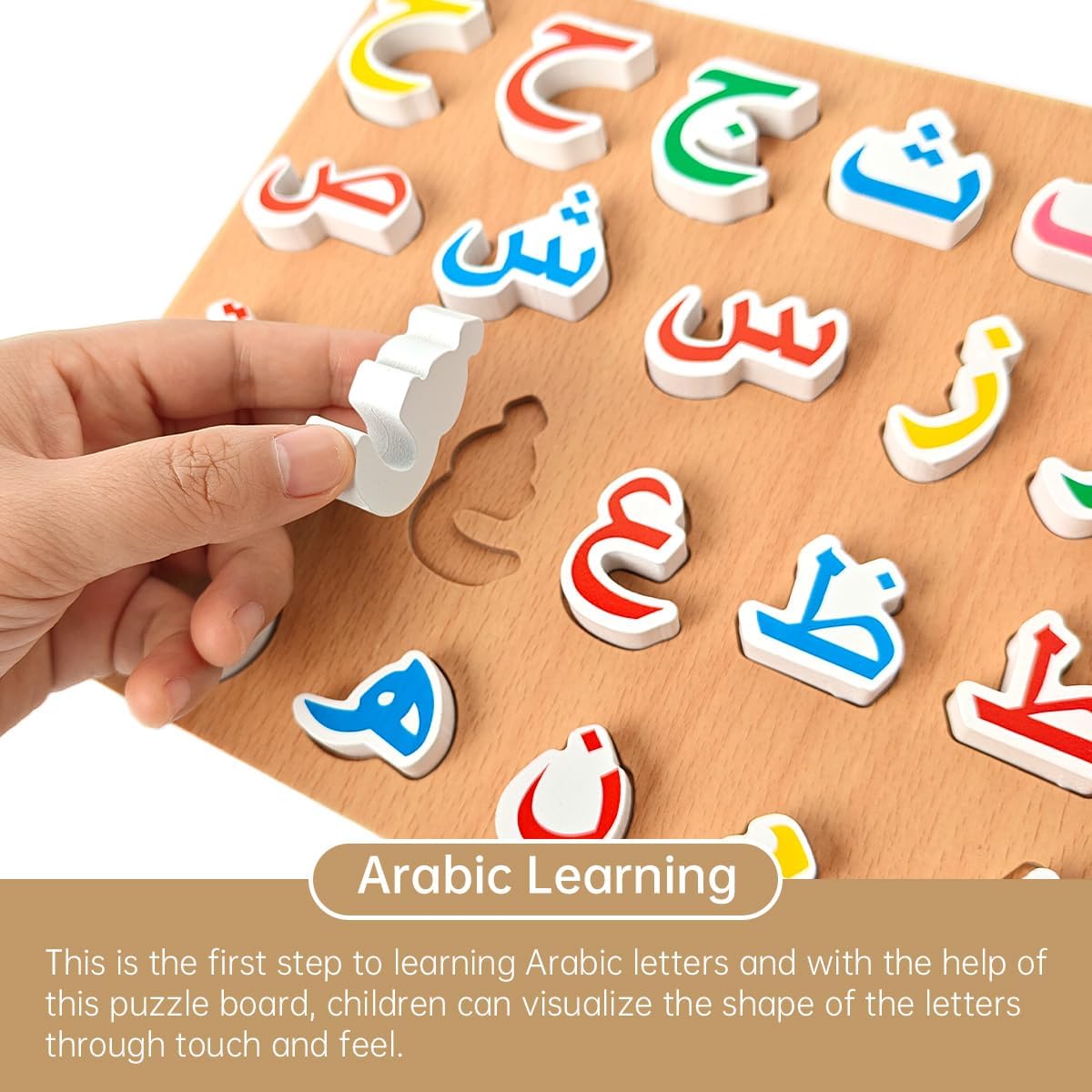 Arabic Alphabet Numbers Wooden Jigsaw Puzzle for Toddlers, Kids Learning Arabic Alphabet Words Puzzle