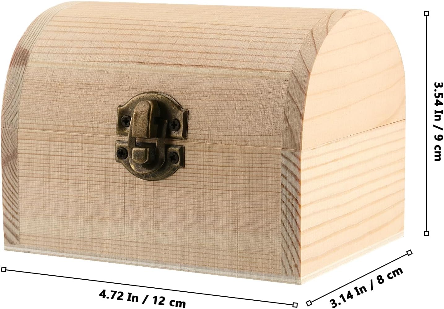10 Pack Unfinished Wood Box Wood Treasure Chest with Hinged Lid Small Treasure Box for DIY Crafts Art Hobbies Projects Jewelry Gift Storage, 4.7 x 3.5 x 3.1 Inch image 2