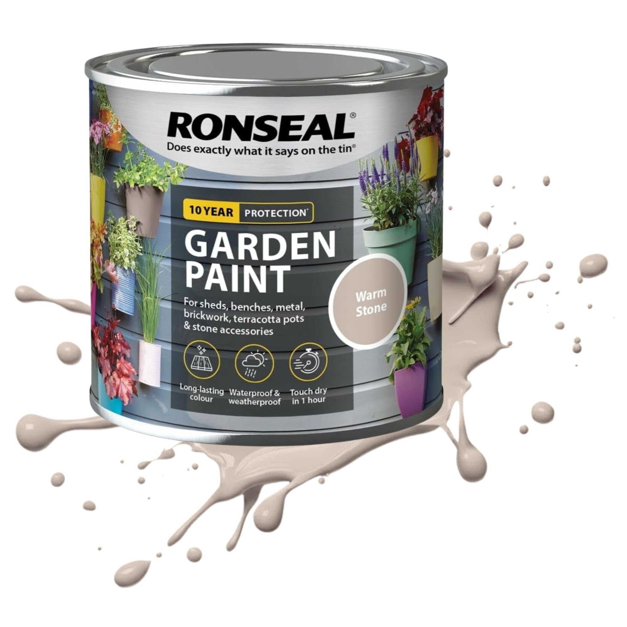 AOC24 2.5L Garden Paint Warm Stone, Water Based Outdoor Paints, Long Lasting Weather Resistant, Fast Drying Color for Wood, Bricks, Pots, Anti Crack Peeling DIY Paint (Warm Stone, 2.5 L)