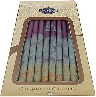 Majestic Giftware 45-Pack Safed Handcrafted Hanukkah Candles, 6 Inch, Purple/Green (CP22)
