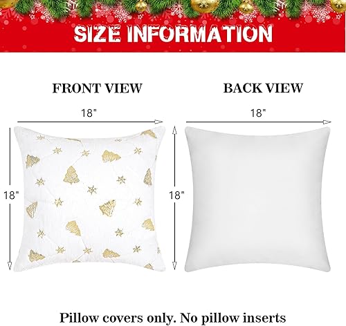 Miniatura 7 de Juego de 2 fundas de almohada de Navidad de 18 x 18 pulgadas, fundas de almohada plateadas brillantes y elegantes con árbol de Navidad para