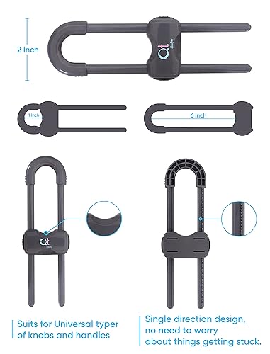 Miniatura 4 de QT BABY Cerraduras de gabinete a prueba de bebés  Pestillos de seguridad ajustables en forma de U para cajones, nevera, armario  Cerradura moderna