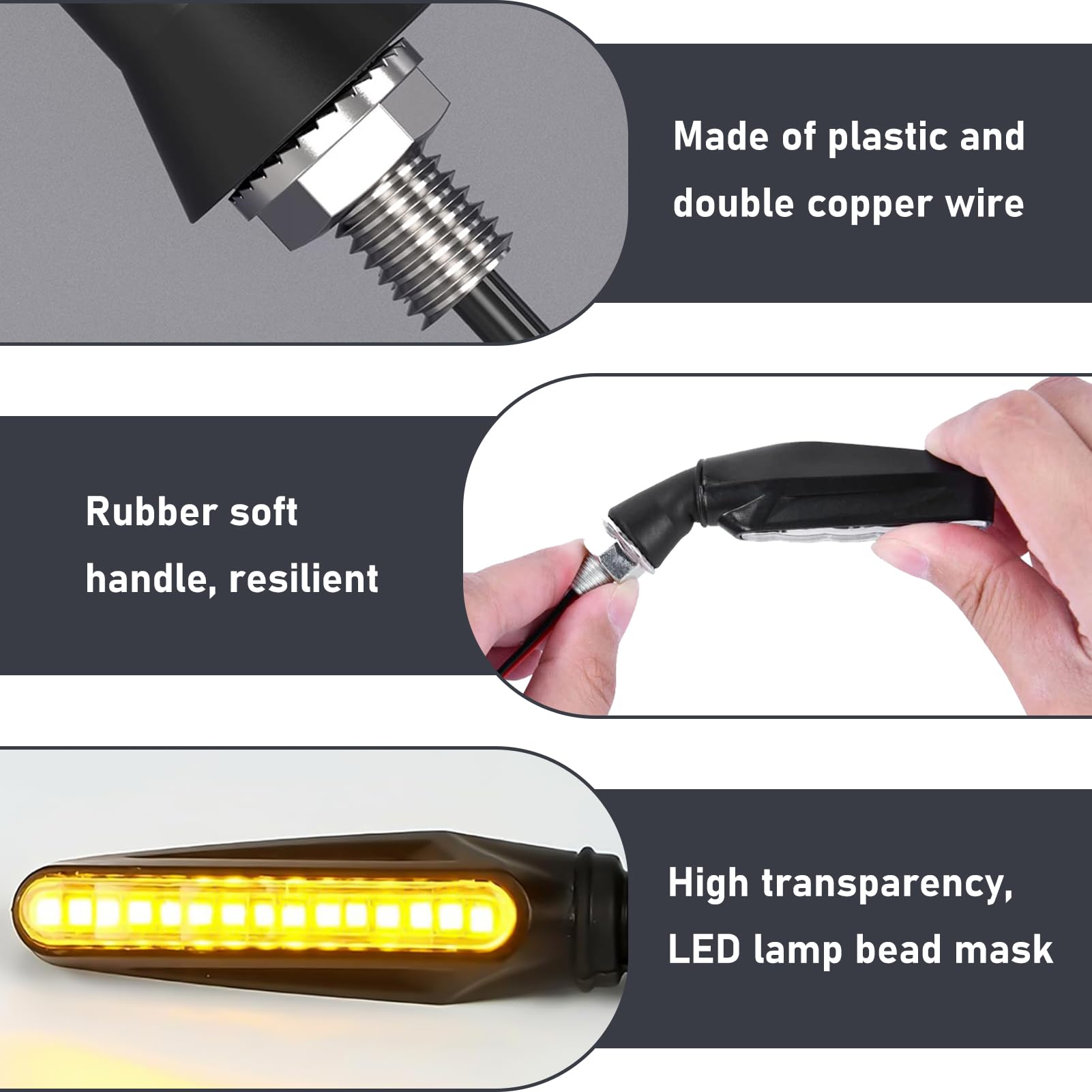 2 Frecce LED Moto Mini 12V Universali - Lega Di Zinco Nera, Luce Ambra, Impermeabili - Per Moto, Scooter, Quad, Cruiser, Chopper