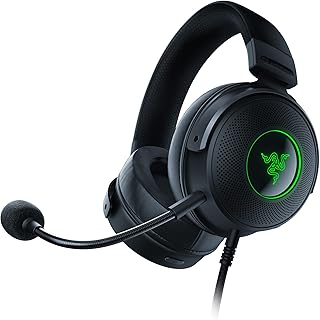 Razer Kraken V3 HyperSense Wired USB Gaming Headset w/Haptic Technology: Triforce Titanium 50mm Drivers - THX Spatial Audio - Hybrid Fabric & Leatherette Memory Foam Cushions - Detachable Mic