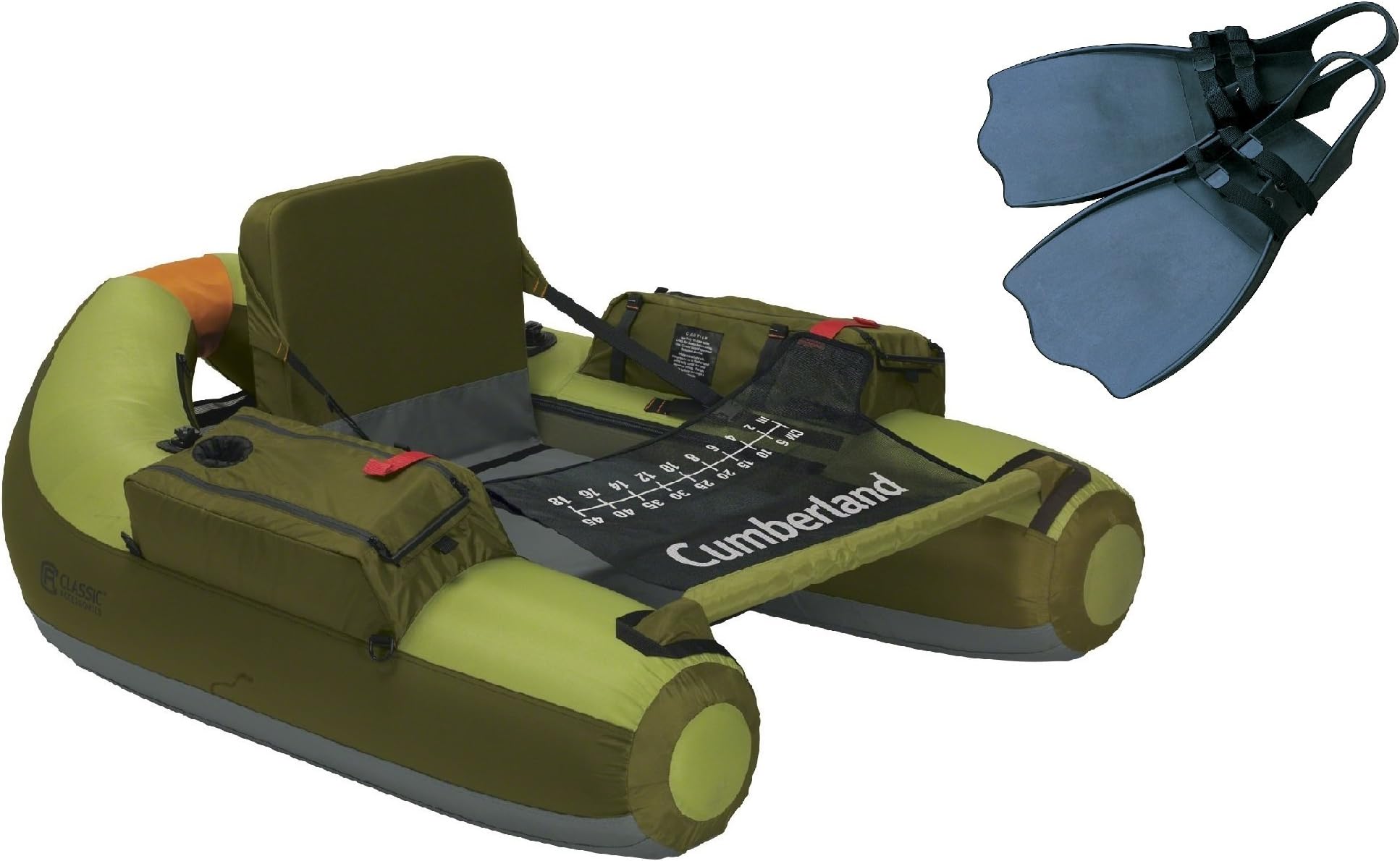 Classic Accessories Cumberland Inflatable Fishing Float Tube with Thruster Fins