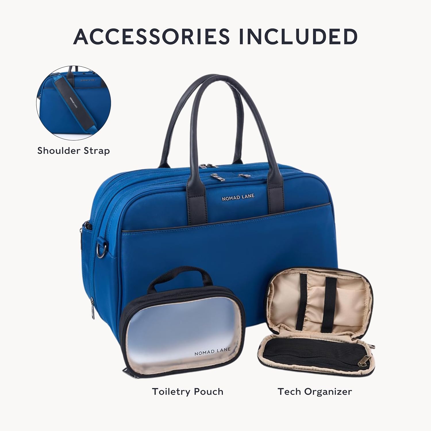 Nomad Lane Carry-On Luggage Duffel Bag, Durable & Lightweight Suitcase. Bento Bag, Personal Item Weekender Travel Bag for Men & Women, Aegean Blue - Image 6