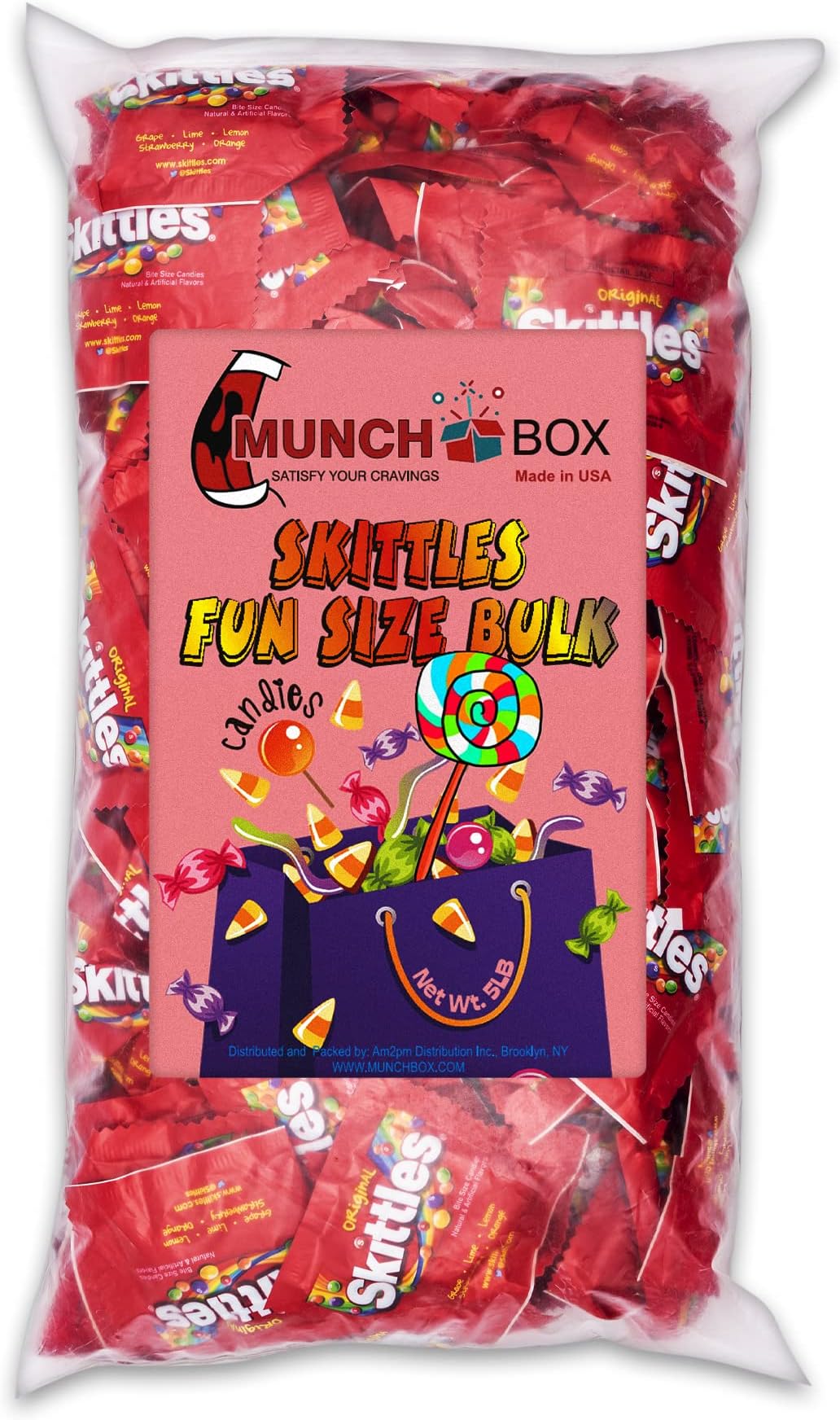 Fun Sized Skittles 5lbs - Bulk 5 Pound Bag of Individually Wrapped Wonka Nerds Candies - Giant Wholesale Bags of Original Fruit Flavored Skittles