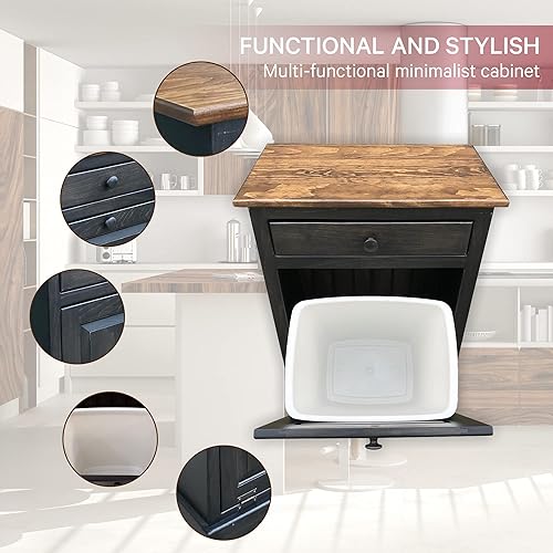 Miniatura 4 de Peaceful Classics Gabinete de basura Armario escondido hecho a mano para botes de basura Papelera decorativa para baño, papelera de oficina y cubo