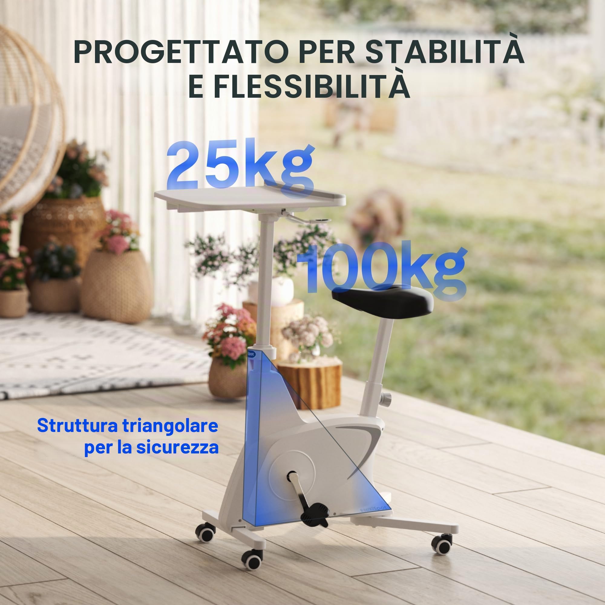 FlexiSpot V9 Lite Cyclette con Scrivania, Bicicletta da Fitness Portatile con Telaio Stabile e Funzionamento Silenzioso, per Casa e Esterni, Capacità 100 kg, Allenamento Aerobico