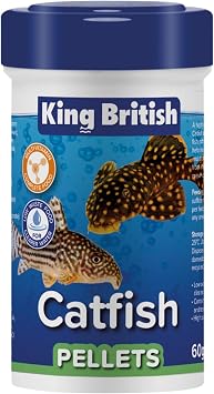 King British   Catfish Pellets 60g   Multi-Vitamin Complete Sinking Food for Catfish & Other Bottom-Feeding Tropical Fish   Clear Water Formula  Natural ingredients   Support A Healthy Immune System