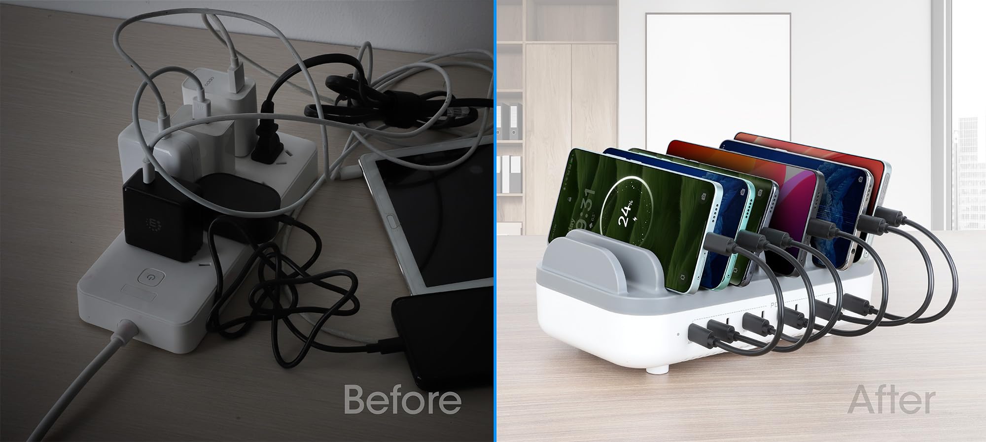 Manhattan 10-portowa stacja ładująca USB z Power Delivery, 200 W, do wielu urządzeń jednocześnie