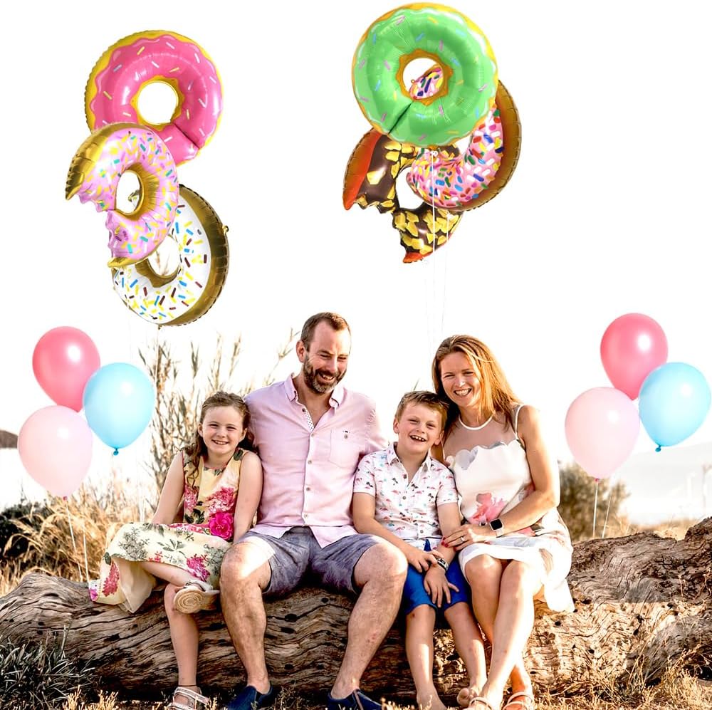 Colorful Donut Balloon Sweet Candy Sprinkle Party Supplies Dessert Food Cake Donut Time Decoration, 6 Different Doughnut Balloons For Grow Up Birthday Baby Shower Wedding Hawaiian Summer Spring Party image 3