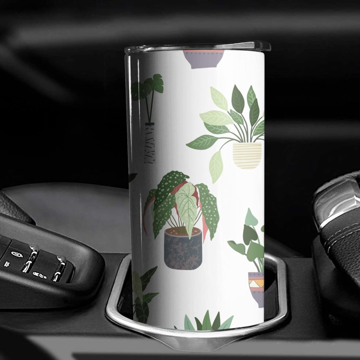 Plant Print Skinny Tumbler With Lid and Straw - 20 oz Insulated Stainless Steel pot plant Travel Cup - Double Wall Coffee Mug - Birthday Gifts for Mom, Sister, Friends, Women - Image 7