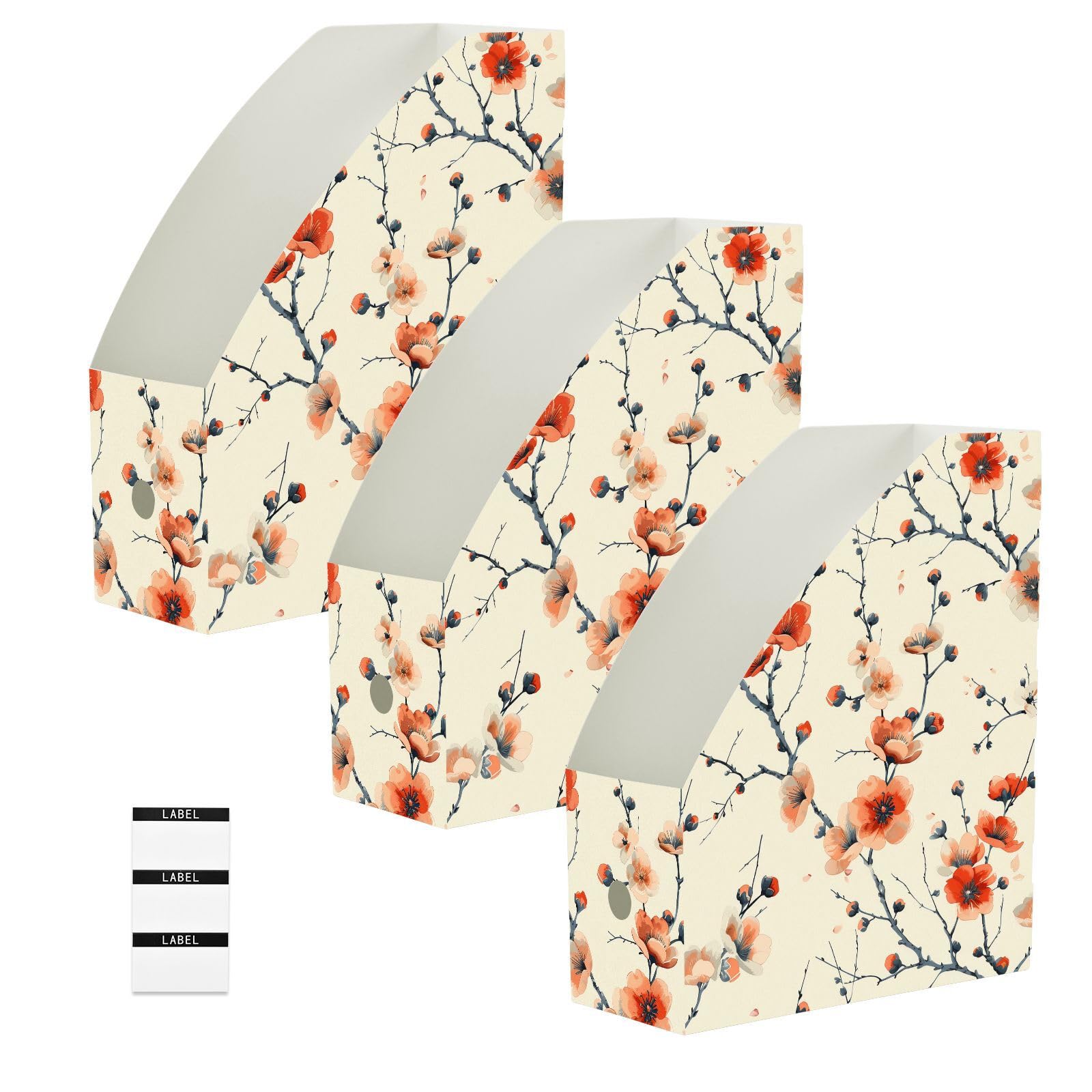 Rangement magazine et documents pour bureau et maison motif fleurs de cerisier
