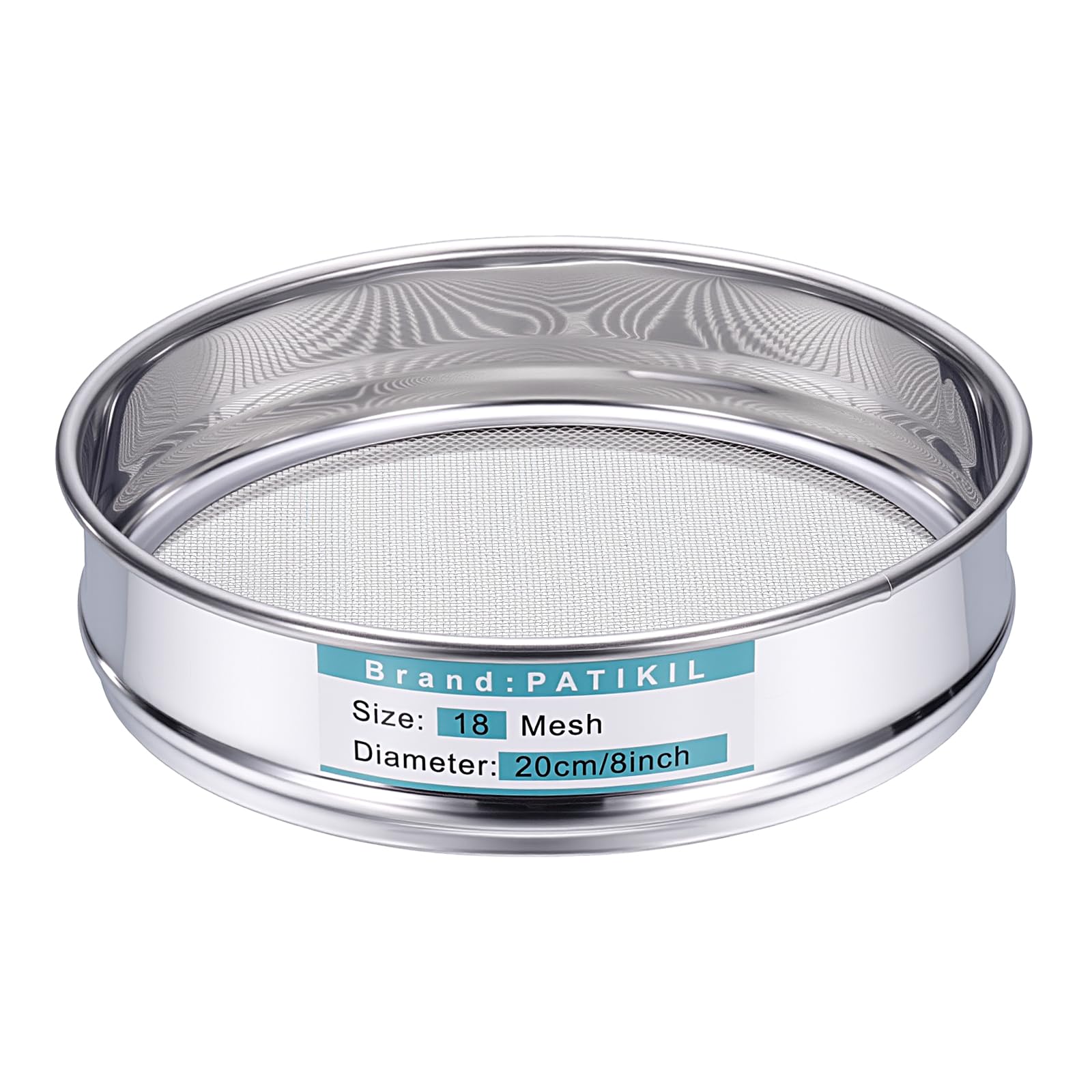 PATIKIL Tamiz De Laboratorio De 18 Mallas (1mm), Pantalla De Cernido De 7.9" (20cm) De Diámetro Tela De Alambre De Acero Inoxidable 304 Tamiz De Malla Fina Para Cernidor De Suelo