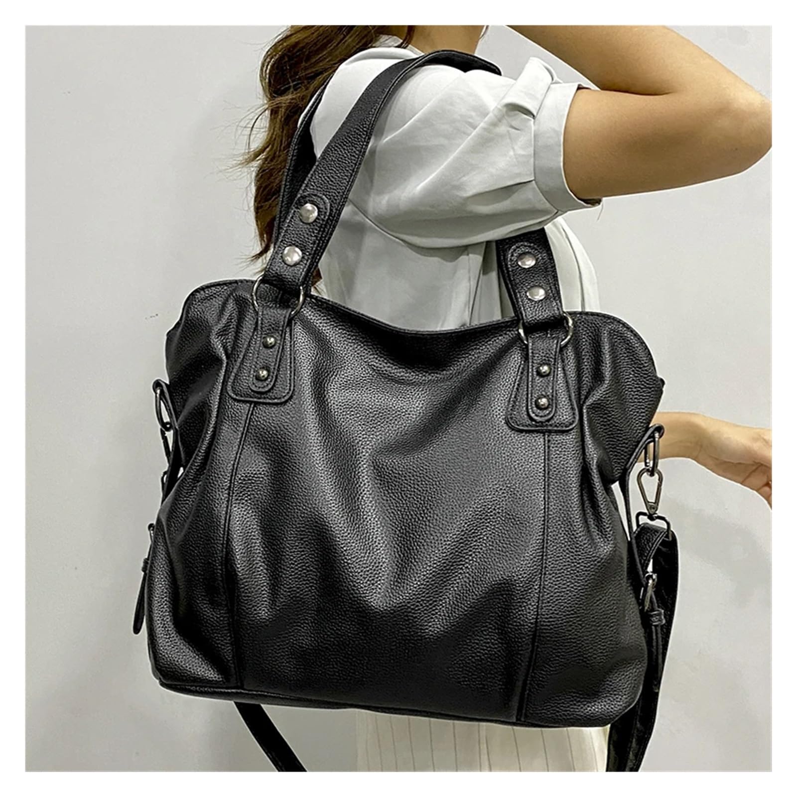 Borsa Tote da Pendolare Borsa a tracolla capiente in pelle da donna, grande, borsa pendolare, a mano, classica, nera per Ufficio