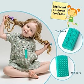 Chew Necklaces for Sensory Kids, 7 Pack Chewy Necklace Sensory Toys for Kids with Autism, Anxiety, ADHD, SPD, Silicone Chew Toys for Boys Girls Adults Chewing Biting Fidgeting