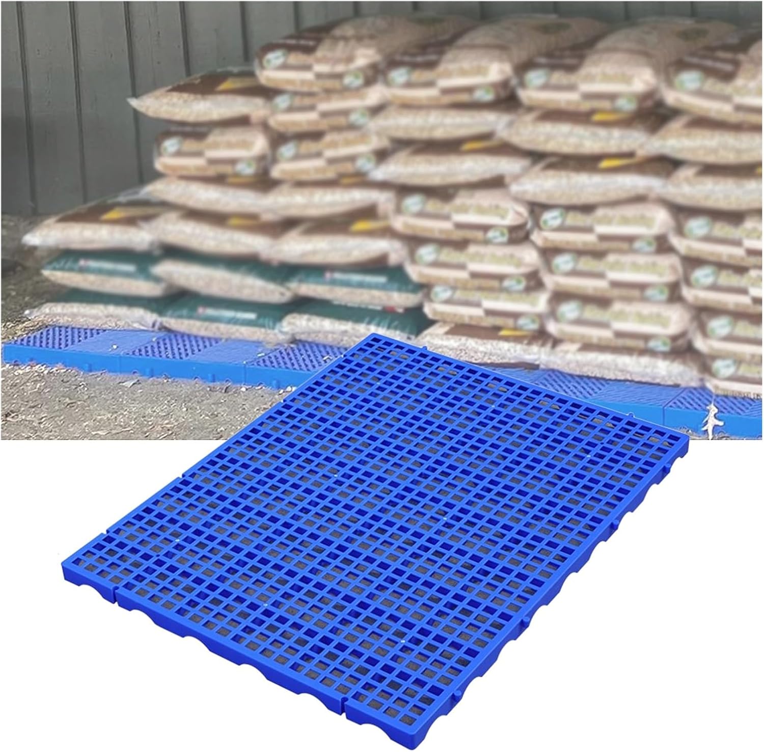 XPLKQXE Plastic Pallets Basement Storage, Breathable Grid Ventilation Polyethylene Pallet, Lightweight Floor Tray Pad Board, Supermarket Pallet Rack Sale Display (Color : Blue-39.4x31.5x1.6in, Size