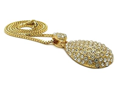 Amazon.com: Iced Out Teardrop Shape Pendant 24