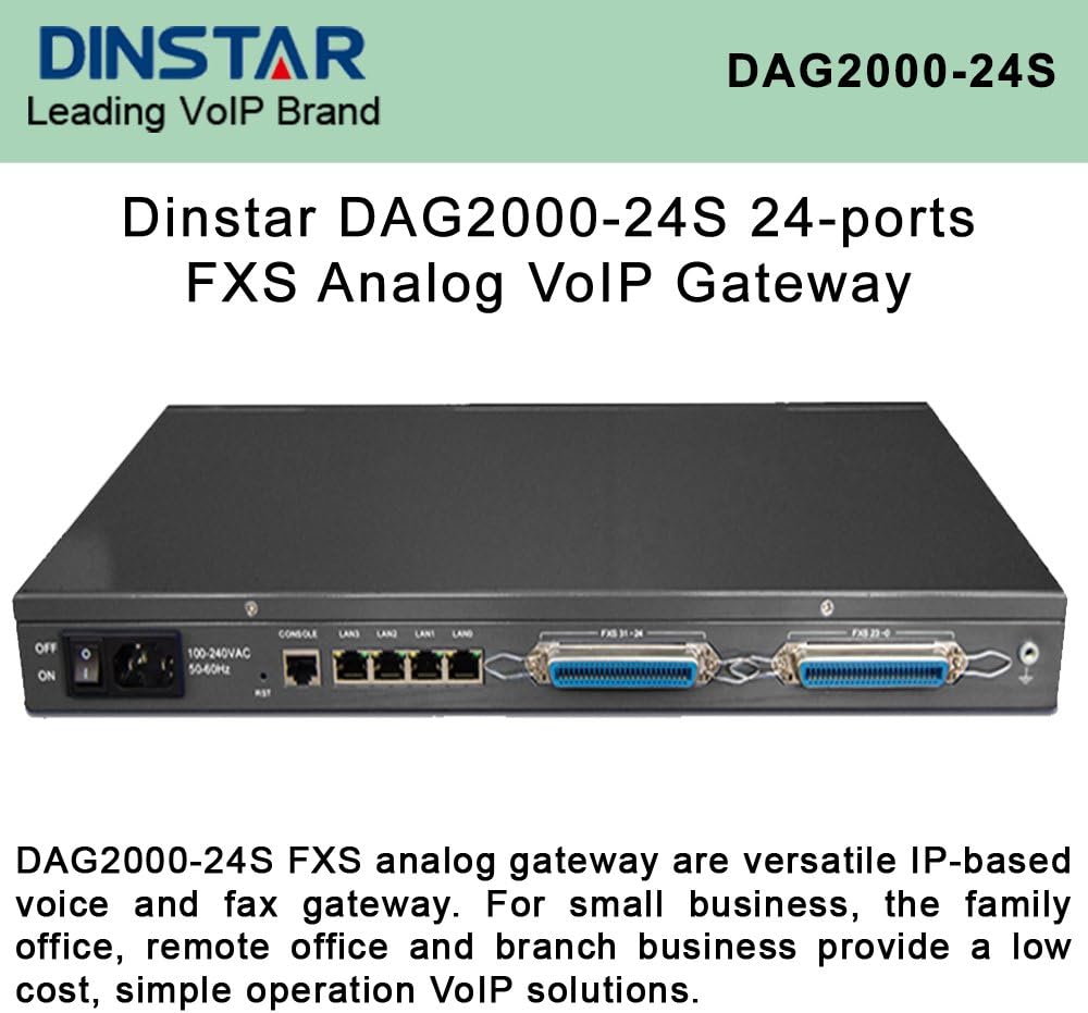 Dinstar DAG2000-24S 24 FXS Ports Multi-Functional Analog VoIP Gateway